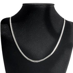 Mens 24" 18K White Gold Wheat Chain Link Necklace Guys 18 Karat Silver Jewelry